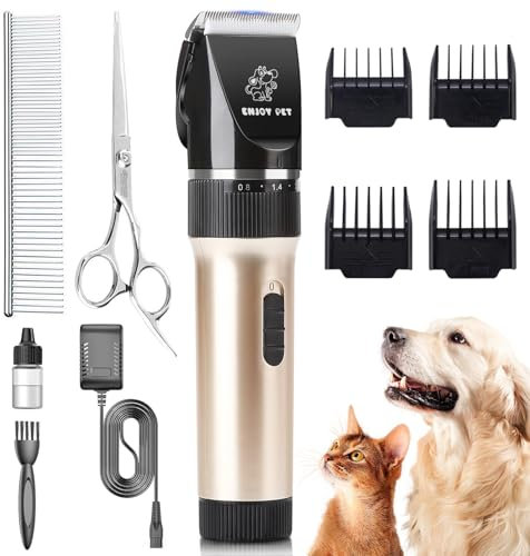 ENJOY PET Tondeuse à poils d'animaux de compagnie - Tondeuse professionnelle pour chien et chat - Sans fil - Rechargeable - Tondeuse électrique pour chien et chat