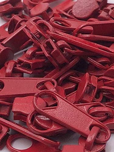 20 Zipper Schieber für 3mm Reißverschluss endlos (Rot)