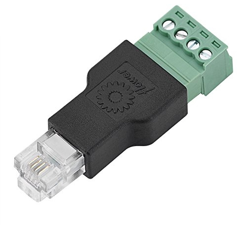 RJ11 to 4 Pin Screw Terminal Adapter, Ethernet Cable Connector for Telephone, CCTV, Alarm Systems, Universal RJ11 6P4C Male-Female Adapter with Screw Terminal Connector