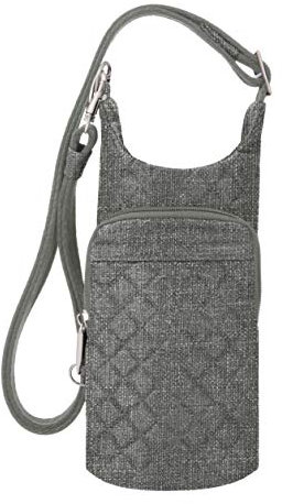 Travelon Unisex-Adult Anti-Theft Boho Water Bottle Tote Sling, Gray Heather, 10 x 4 Diameter