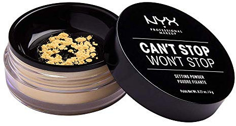 NYX Professional Makeup Puder, Can't Stop Won't Stop Setting Powder, Loses Fixierpuder, Vegane Formel, Mattes Finish, Öl-Absorbierend, Farbton: Banana