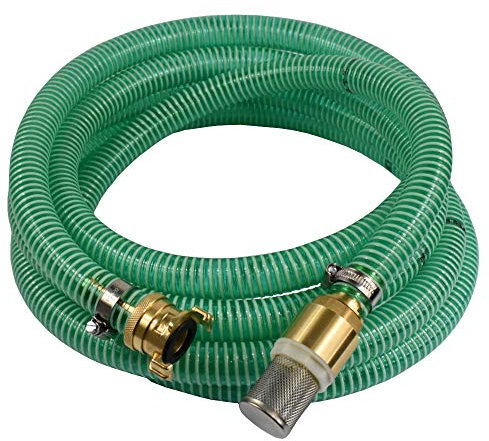 Tuyau d'aspiration de 2,5 cm de diamètre intérieur avec panier d'aspiration, clapet anti-retour + raccord d'aspiration