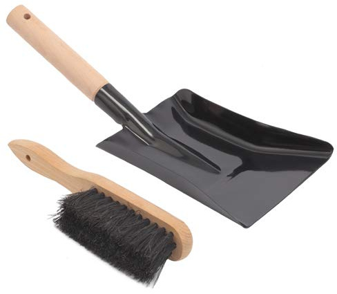Aboniris Coal Shovel and Hearth Brush Set Made of Natural Wood and Coco Bristles, Hearth Tidy Set, Fireplace Shovel and Brush, Fireplace Tool Set, Metal Brush Pan Set, Fireplace Tools