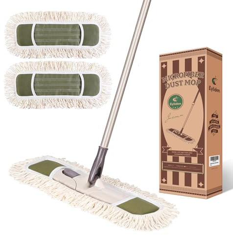 Eyliden Staubwischer, Mikrofaser-Wischmopps für Bodenreinigung, mit ausziehbarem verstellbarem Griff und 2 waschbaren Wischpads, feuchte trockene Mopp Hartholz, Fliesen, Laminat, Vinyl (Armeegrün)