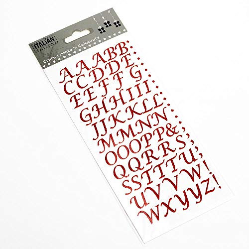 15mm Script Red Glitter Self Adhesive Alphabet Sticker Letters Craft Embellishment