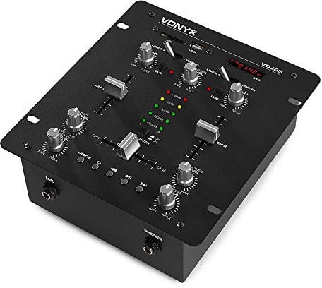 VONYX VDJ25 2 Channel DJ Mixer with Built-In Amplifier, Bluetooth Streaming, USB MP3 Playback, Crossfader, Echo Mic Control - Ideal for Mobile Disco & Music Mixers