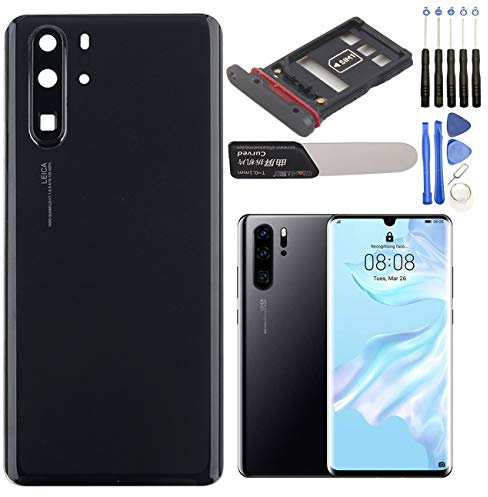 YHX-OU 6.47'' Akkudeckel für Huawei P30 Pro Backcover Akkufachdeckel Batterieabdeckung Rückseite+ SIM Cato Pin und Cato+Werkzeug Zerlegen (Schwarz)