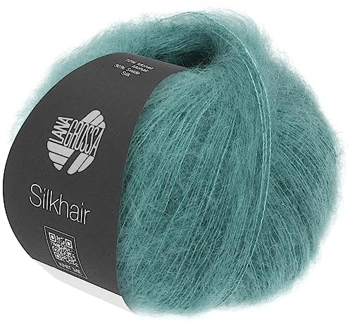 LANA GROSSA Silkhair | Feines Lace-Garn aus Superkid Mohair mit Seide | Handstrickgarn aus 70% Mohair (Superkid) & 30% Seide | 25g Wolle zum Stricken & Häkeln | 210m Garn FB 155
