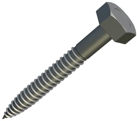 Material Hexagonale Vis à Bois Tête Autotaraudeuse M6x50 (Pack of 10) Hex en Acier Inox Inoxydable A2 pour Meubles, Travail du bois A Toute Epreuve Norme Certifiée DIN571 (50mm x 45mm)