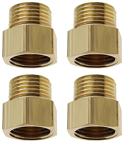 eMagTech 4pcs Adaptateurs de Conversion de Tuyau à Filetage BSP Femelle de 3/8 pouces à Mâle de 1/4 pouces Connecteur de Raccord Tuyau à Douille Hexagonale en Laiton pour Air Eau Gaz Mazout