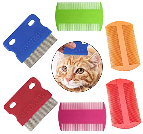 6 pettini per pulci per animali domestici, pettini per cani e gatti, pettini per la rimozione dei capelli, pettini per animali domestici per la rimozione di forfora, macchie di capelli