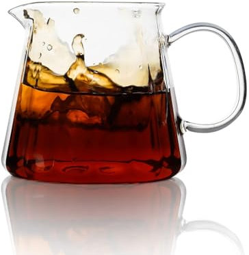 watchget Glass Coffee Carafe 500ml/17oz - Heat Resistant Borosilicate Coffee Server, Clear Pour Over Coffee Pot Maker, Ideal for Home, Office, and Café