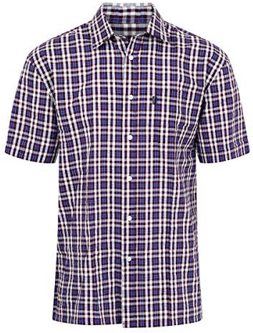 Champion Mens Checked Country Casual Short Sleeve Shirt Croyde Wine XL
