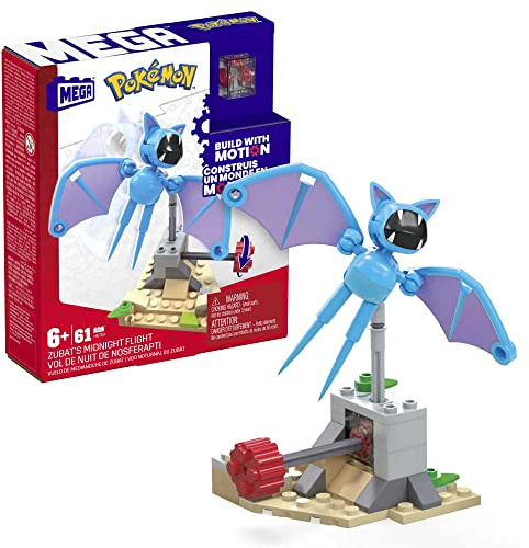 MEGA Pokémon Zubats - Mitternachtsflug mit Bewegung im Bauset mit 61 Teilen, inkl. Zubat-Figur und Wüstengegend, Adventure Builder-Sets kombinierbar, für Kinder ab 7 Jahren, HKT19