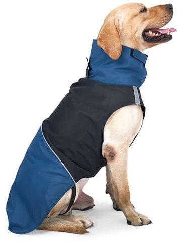 Winddichte Hunde-Winterjacken – Outdoor-Mäntel mit wasserdichtem Schutz, Kaltwettermäntel für Hunde, Blau/Schwarz, Größe XXXL