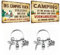 ESFIVHO 4er Set - Blech-schilder Camping lustig Spruch 20x30cm(2Stücke) - Campingregeln - mit Camping Schlüsselbund Schlüsselring als Metall(2Stücke) - Geschenk-idee für Camper Wohnmobil Wohnwagen