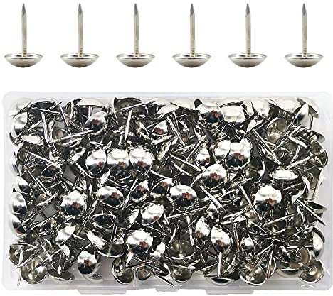 Ruidee 200 Stück Metall Rundkopfnägel Thumbtacks Polsternägel Kopfnägel Möbel Nägel Vintage für Sessel, Möbel, Bett, Dekornagel (Silber)