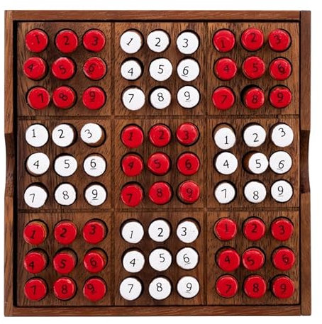 Engelhart – 350230- Sudoku aus Holz in Einer Box – Holz-Denkspiel – Zahlenspiel – Denkspiel – 1 Spieler – 14 x 14 cm