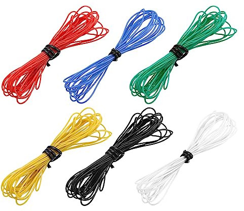 sourcing map Cable de Silicona Calibre 30, 6 Cables Eléctrico 30 AWG, Alambre Trenzado de Cobre Estañado Flexible, Cable Conexión Alta Temperatura, 6 Color 3,0 m para Modelo de Auto