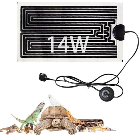 ZOYDP Heat Mat Reptile, 14W Heat Mat with Thermostat, Reptile Heat Mats with 10 Levels of Temperature Adjustment, Heating Mat for Reptiles Lizard Gecko Tortoise Snakes Hermit Crab Turtle Amphibians