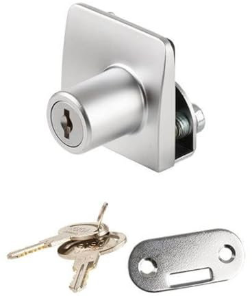 Gedotec Serratura per porta in vetro argento opaco per porte doppie, raccordi per porte in vetro spessore 4-6 mm SQUARE I serratura per vetrina di alta qualità I serratura per doppia porta scorrevole
