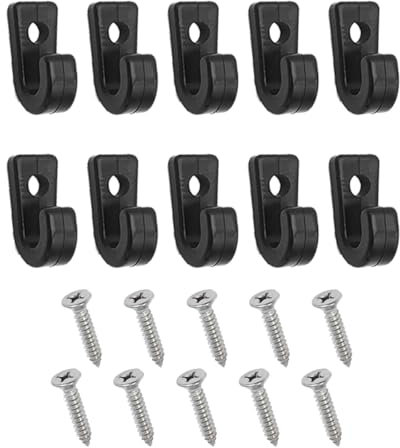 Leewoth 10 Stück Nylon Bungee Cord Haken Kajak Zubehör für Kajaks J-Haken Schwarz Nylon Zurrhaken mit selbstschneidender Schraube Sicherheit