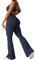Yeoreo Jumpsuit Lizvette für Damen, sexy, rückenfrei, ausgestellt, figurbetont, Scrunch-Po, Yoga-Strampler, V-Ausschnitt, #1 Marineblau, Small