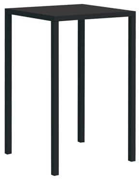 Mondo Viro Moderner Gartentisch, quadratisch, aus lackiertem Metall, groß, 70 x 70 cm, 110 cm, Schwarz