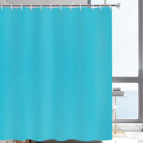 YISURE Tenda da doccia blu acquamarina 200x240 altezza extra, tenda da doccia in tessuto di poliestere con pesi idrorepellenti lavabili, larghezza 200 x altezza 240cm