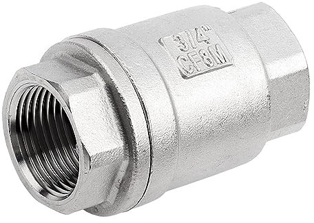 3/4 Female Thread in Line Spring Check Valve, Air Compressor Check Valve,One Way Air Valve Stainless Steel Vertical Valve WOG 1000 for Well, Pump, Tank, Backflow Prevention