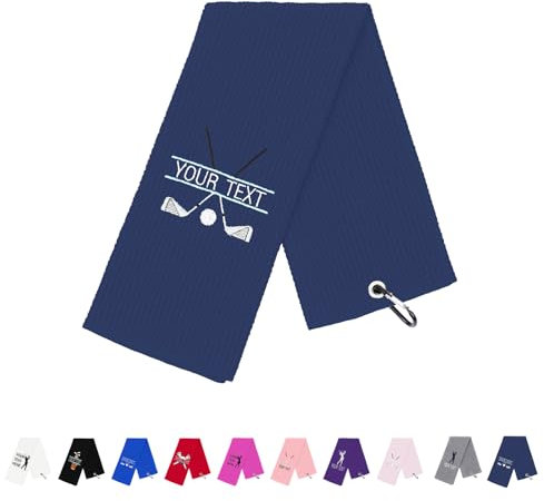 NGTSFLY Lustiges Golf Handtuch, Personalisierte Bestickte Golfhandtücher für Golftaschen mit Clip, Golfgeschenk für Männer Frauen, Leicht zu Reinigendes Golfzubehör, 40 x 60 cm (Navy blau)