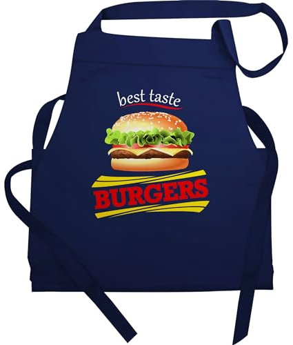 Schürze Geschenk - Karneval & Fasching - Erwachsene - Burger Kostüm - 60x87 - Navy Blau - köln kölsche rut und wiess lustiges kölscher geschenke für omis faschings- hamburger schürtze kochen