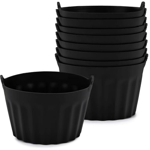 9 Packs Ramekins for Air Fryer, Silicone Egg Mould, Reusable Air Fryer Egg Poacher, Silicone Cupcake Muffin Cases for Air Fryer (Black)