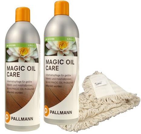 2er Pack Pallmann Magic Oil Care 750 ml für geölte Parkett- und Holzböden inkl. Trevendo® Wischmopp