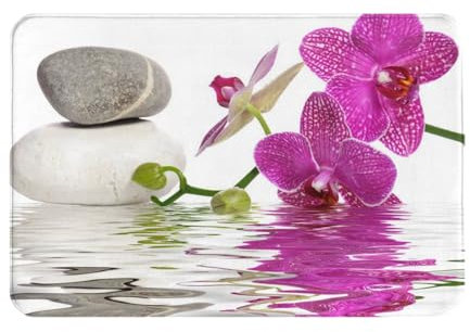 CYZJPRVN Lila Orchidee, Fußmatte, Badematte, rutschfeste Bodenmatte, weiche Badezimmerteppiche, saugfähige Badezimmerunterlage, 40 x 60 cm