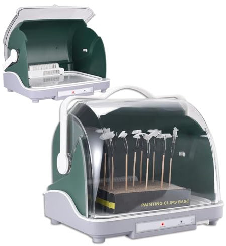 Cabine de séchage de peinture pour modèles, cabine de séchage à l'aérographe, cabine de pulvérisation d'aérographe électrique 120 W avec air froid/chaud et couvercle anti-poussière, déshydrateur