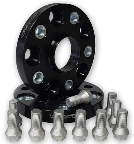 Spurverbreiterungen Distanzscheiben 13216BWS 2x20mm schwarz eloxiert - Lochkreis 120/5 - Mittenloch 72,6-2 Stück inklusive Radschrauben M12x1,5