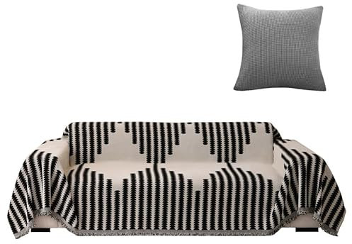 jianyana Sofa Covers Soft Durable Reversible Chenille Sofa Slipcover Couch Covers Modern Plaid Universal Furniture Protector for 1 2 3 4 Seater Sofa Loveseat L-shape Corner Futon Sofas