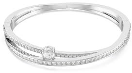 Swarovski Hyperbola Armreif, Weißes, Rhodiniertes Armband mit Strahlenden Kristallen in Verschiedenen Schliffen