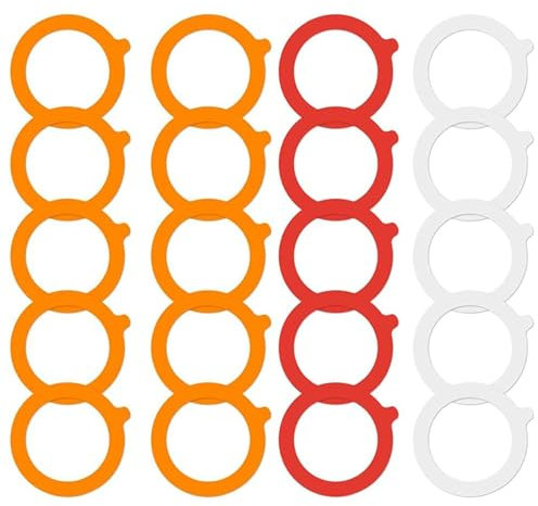 Juego de 20 juntas de goma de repuesto para tarros de cristal, juntas de goma de silicona para tarros de conservas con apertura normal