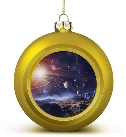 Weltall, Galaxie-Universum, Weihnachtskugel, Ornament, 4,1 cm, goldener Stil, glitzernde, hängende Weihnachtskugeln für Weihnachtsbaum-Anhänger, dekorative Weihnachtsbaumkugeln für