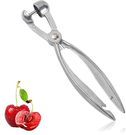 Dénoyauteur de cerises, dénoyauteur de cerises avec tige en acier inoxydable, dénoyauteur ou dénoyauteur, dénoyauteur d'olives, tige en acier inoxydable et poignée de qualité alimentaire (argenté)