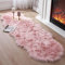 JXLOULAN Tapis en peau de mouton synthétique - Rose - 80 x 180 cm - Moelleux - Décoration de salon - Pour chaises, canapé, chambre à coucher, chambre d'enfant
