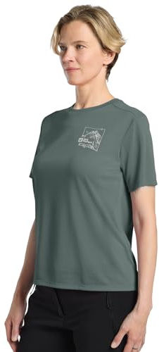 Jack Wolfskin Damen Vonnan Graphic W T-Shirt, Ridge Leaf Slate Green, M EU