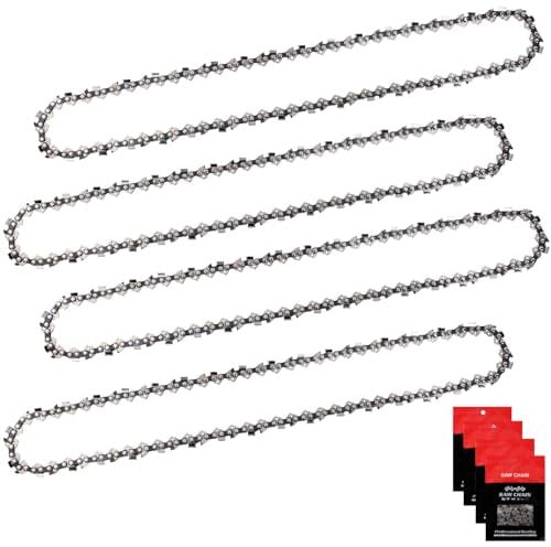 Eyoloty Lot de 4 chaînes de tronçonneuse 50 cm, pas de 1,5 mm, 76 maillons entraîneurs, compatibles avec les tronçonneuses Timberpro, Timbertech, Husqvarna, Stihl