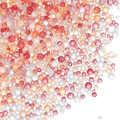 PATIKIL 1-3mm Mini Glass Bubble Beads 200g Tiny Iridescent Beads No Hole Water Droplet Balls for DIY Crafting Nail Art Resin Filler, Orange Series