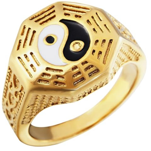 Veemoon Tai Chi Ringe Bagua-schmuck Schmuck Statement- Chinesischer Kleiner Chinesischer Für Chinesischer Schmuck Modering Stahl Golden