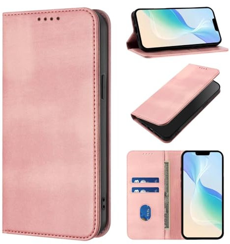 FERLAN Handyhülle für Samsung Galaxy S7 Edge Hülle Leder Premium Klappbar Flip Wallet Phone Cover mit Magnet Kartenfach Standfunktion Schutzhülle,360° Schutz Stoßfest,Rose