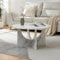 [en.casa] Table Basse de Salon avec Plateau Rond Table d'Appoint Style Intemporel Bout de Canapé pour Salle de Séjour Chambre Bureau Panneau de Particules 80 x 42 cm Effet Marbre Blanc