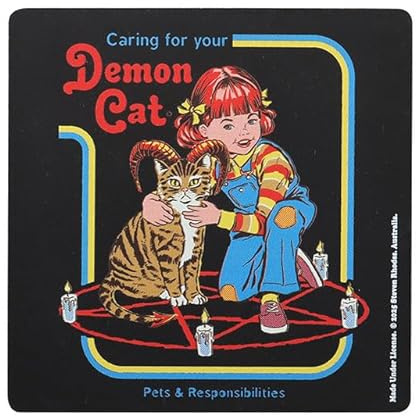 Demon Cat Coaster | Steven Rhodes Funny Cat Drink Mat | Gothic Home Gift
